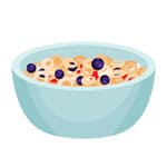 Bowl of cereal rings and berries, food for breakfast vector Illustration on a white background